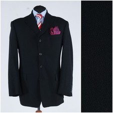 Mens Black Blazer 42R US Size LAGERFELD Italian Wool Sport Coat Vintage Jacket