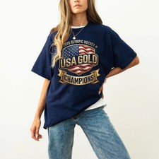 2026 USA Olympic Men's Hockey Team Champion Winter in Milano Gold Tshirt