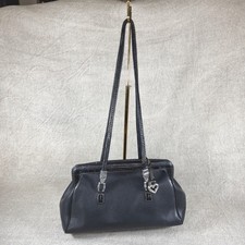 Vintage Brighton Black Leather Shoulder Bag Y2K Heart Charm