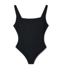 SKIMS Fits Everybody Square Neck Bodysuit M Onyx Black NEW Thong Snap Closure