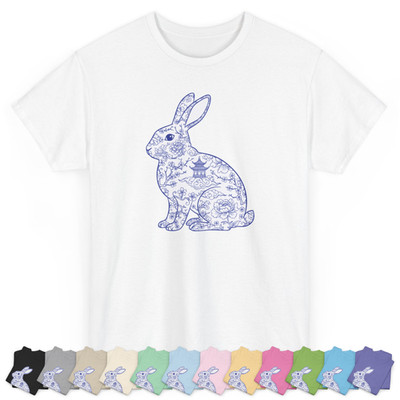 Blue Willow Rabbit T-Shirt Chinoiserie Bunny Tee Graphic Toile Cottagecore Top