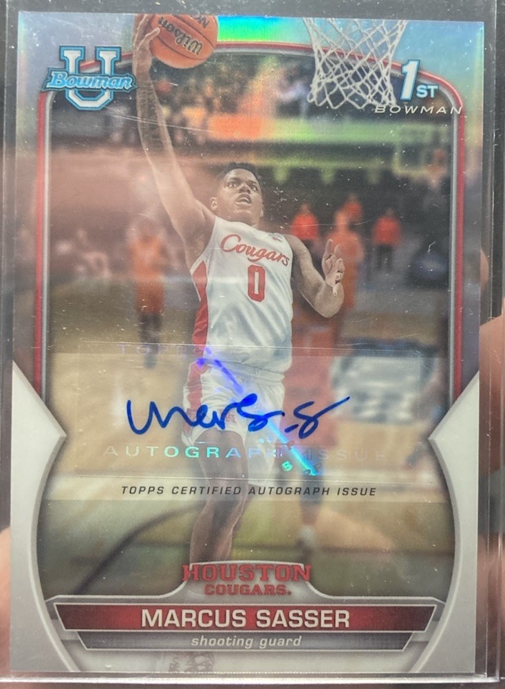 2022 Bowman University Chrome 1st Marcus Sasser /499 Refractor RC Auto #93 Cougs