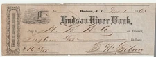 Check- Hudson River Bank- New York- 1863 Gibson RR