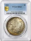 1882 $1 Morgan Silver Dollar PCGS MS63 - Rainbow Color / Toned - Great Luster