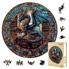Wooden Puzzles Adults, Dragon Library Puzzle 505 Pieces, Unique Animal Shaped...