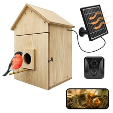 Bird House with WiFi Camera Solar Powered for Wireless Outdoors, HD View Nest...