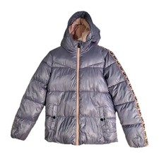 Girls Michael Kors Puffer Style Hooded Winter Coat Jacket Size 16 Pink And Gray
