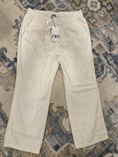 Zara Wide Leg Casual Pants Cream Size Large