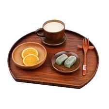 Wooden Serving Tray Half Moon Shaped Food Bread Platter Decorative Counter Tr...