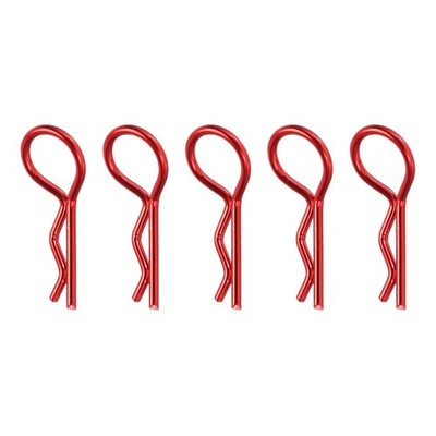 5pcs 30-Degree Angle RC Body Clips Bent Springy Fit 1.4mm Rod (Red)
