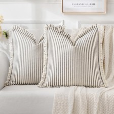 MIULEE Pack of 2 Gray Pillow Covers 20x20 Inch Striped Farmhouse Couch Throw Pil