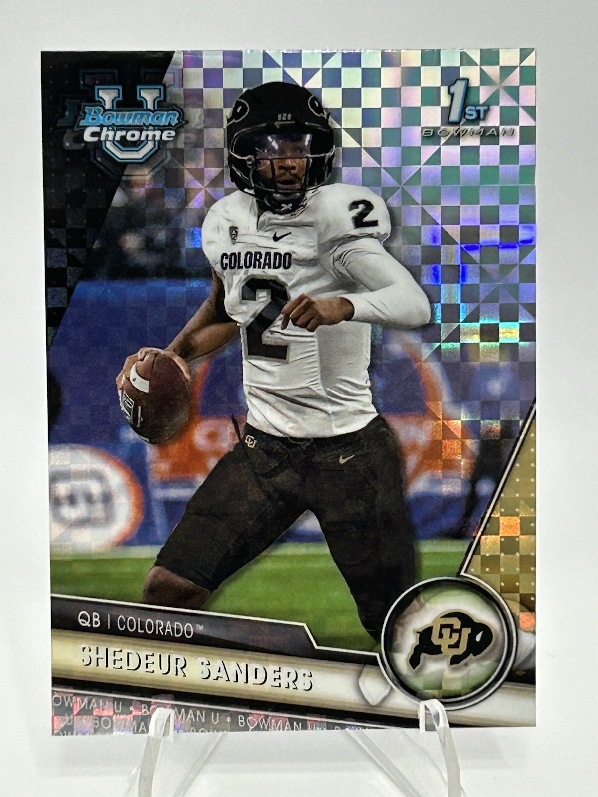 Shedeur Sanders 2023 Bowman Chrome University 1st X-Fractor Colorado