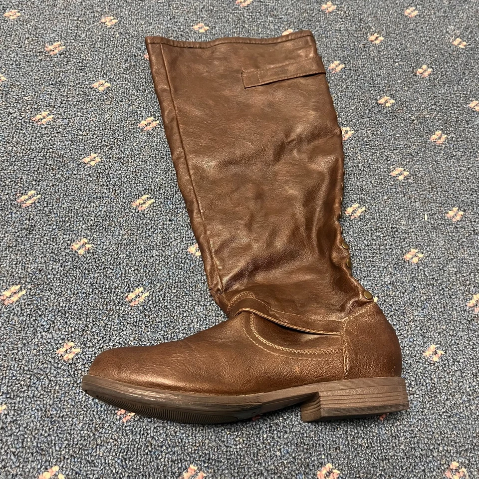 Botas de montar de bambú Montage-83 para mujer talla 8,5 hebilla cremallera tachonadas marrón moda Foto 2 de 4