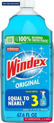 Windex Refill Glass and Window Cleaner Bottle, Bottle Made from 100% Recycled Pl