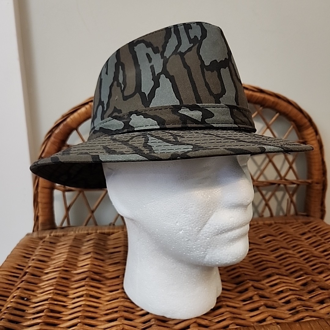 Vintage Youngan Trebark Camo Hat Hunting Fedora Boonie Mens Medium 7 - 7 1/8