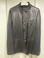 Giorgio Armani Leather Jacket Lamb Leather 2XL Black Tailored Authentic