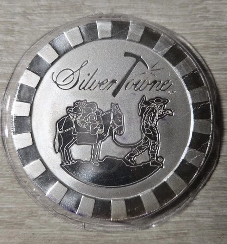 5oz SilverTowne Pokerchip .999 Fine Silver Round In Factory Plastic