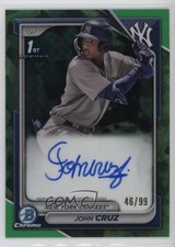 2024 Bowman Sapphire Chrome Prospects Green 46/99 John Cruz #BSPA-JCZ Auto 1d4b