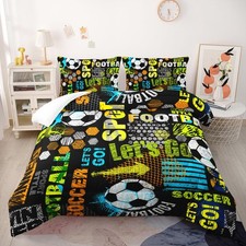 Soccer Sport Print Comforter Set Full Size,Passionate Football Bedding Set,Sp...