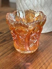 Antique Imperial Iridescent Marigold Octagon Carnival Glass Toothpick Holder