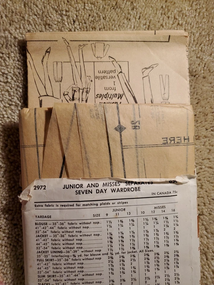 Advance Pattern 2972 7 Fashion Multiples Size 9 Juniors, Factory Fold - Image 3 of 3