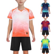 Kids Boys Suit Quick Drying Outfit Fitness Set Uniform V-neck Running Athletic