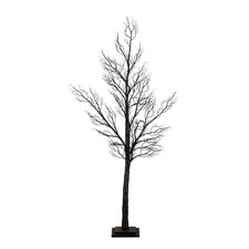 5' Pre-Lit Halloween Minimalist Twig Artificial Fall Tree, Orange/Purple LED