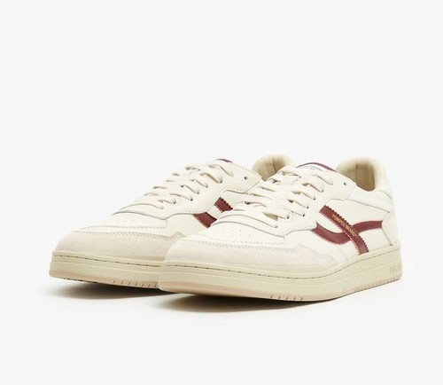 Pompeii Brand Elan Pippa Leather Trainers - Ecru/Burgundy - UK 9/EU 43/US 10 - Picture 3 of 5