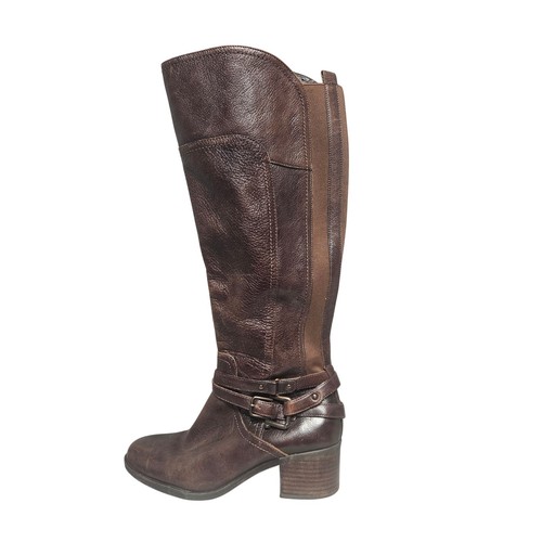 Marc Fisher MFKADEE Dark Brown Leather Tall Riding Boots Womens 10M Buckle