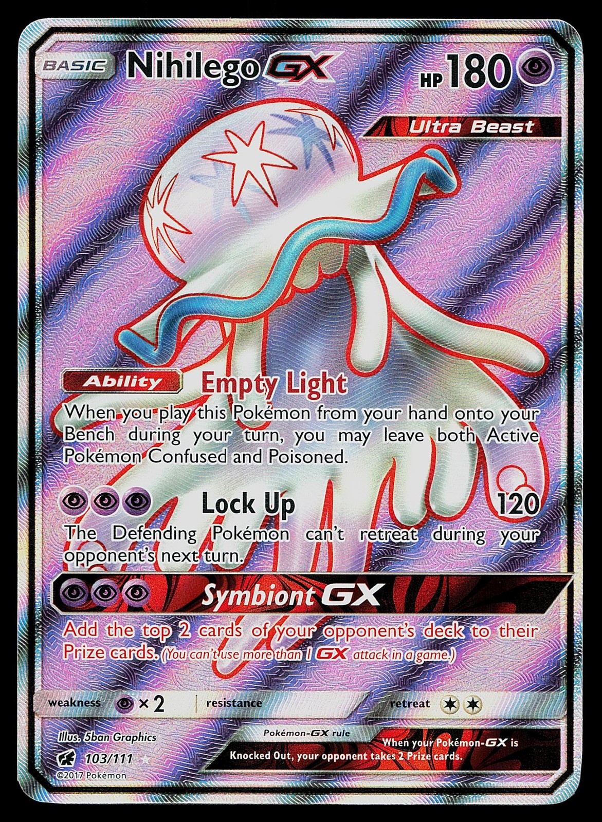 Pokemon Card Crimson Invasion Nihilego GX 103/111 Rare Ultra