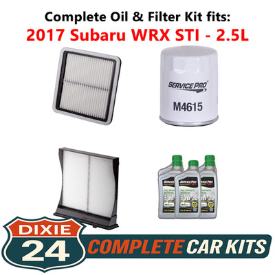 Fits: 2017 Subaru WRX STI 2.5L Complete Air, Oil & Cabin Filter Kit (5W-30)