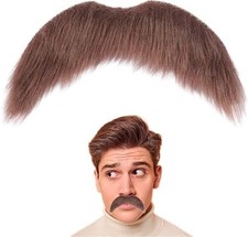 Fake Mustache for Men Classic Halloween Self Adhesive Fake Beard Novelty Stick O