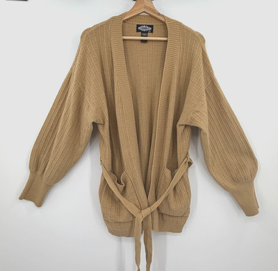 Oliver.O Cardigan Belted Knit Sweater Cozy Wrap Balloon Sleeves Womens Large