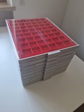9 x Lindner M&uuml;nzbox Eckig Rot Sammlung M&uuml;nze Schuber Box