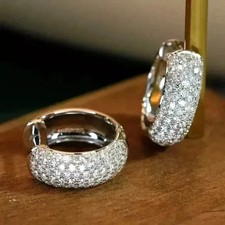 2Ct Round Cut Lab Created Diamond Women's Hoop Earrings 14K White Gold Plated