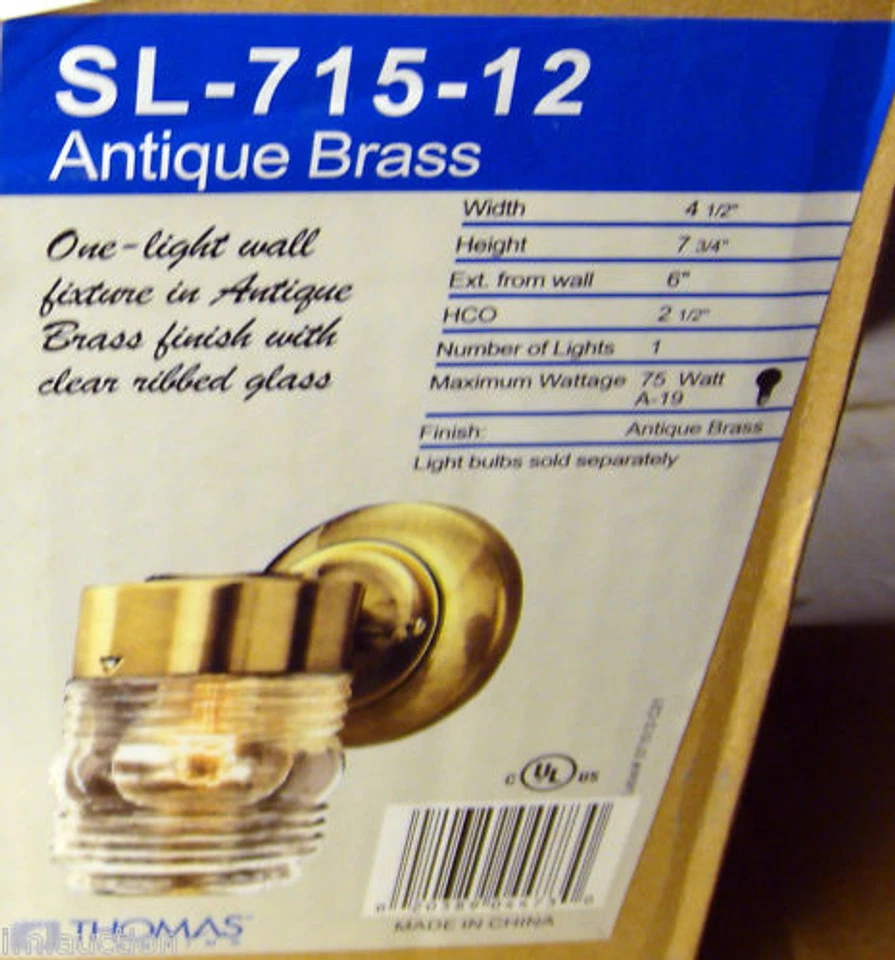 One light Antique Brass Wall Mount SL-715-12 Fixture - Image 2 of 4