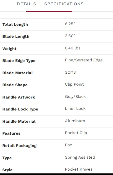 Cuchillo MTech USA - Cuchillo asistido por resorte - MX-A801 gris Foto 4 de 4