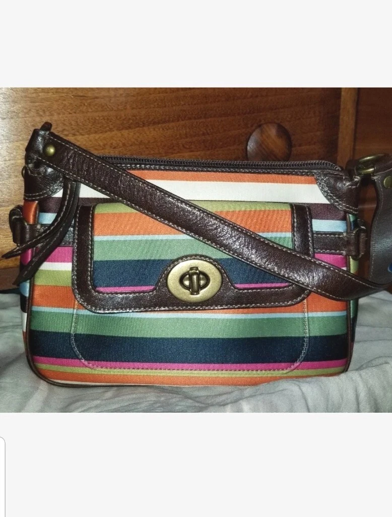 Coach Purse: 41852 Mult-Color Legacy Striped Tote Bag