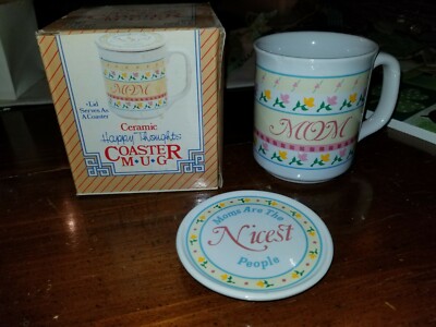 Giftco Happy Thoughts Ceramic ''Moms Are the Nicest People'' Mug & Coaster Set