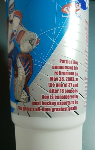 NEW Patrick Roy NHL PEPSI Twist 'n Go Cup 32 Oz w Twist Open Dome Lid 2003 Vtg - Picture 3 of 7