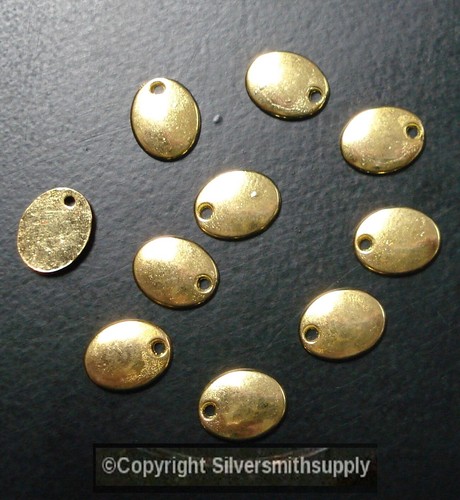 Jewelry blank stamping discs 10 oval GOLD plt disks signature tags CFP008 - Foto 3 di 3