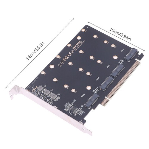 4 Port M.2 NVMe SSD to PCIE X16M Key Hard Drive Converter Reader Expansion Card - Afbeelding 4 van 10