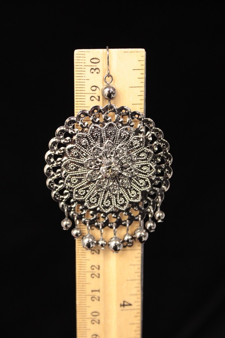 Large Round Drop Earrings Shield Dangles Pendant … - image 6