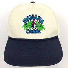 Vtg Panama Canal Cruise Ship Cap Spell Out Logo Snap Back Trucker Baseball Hat