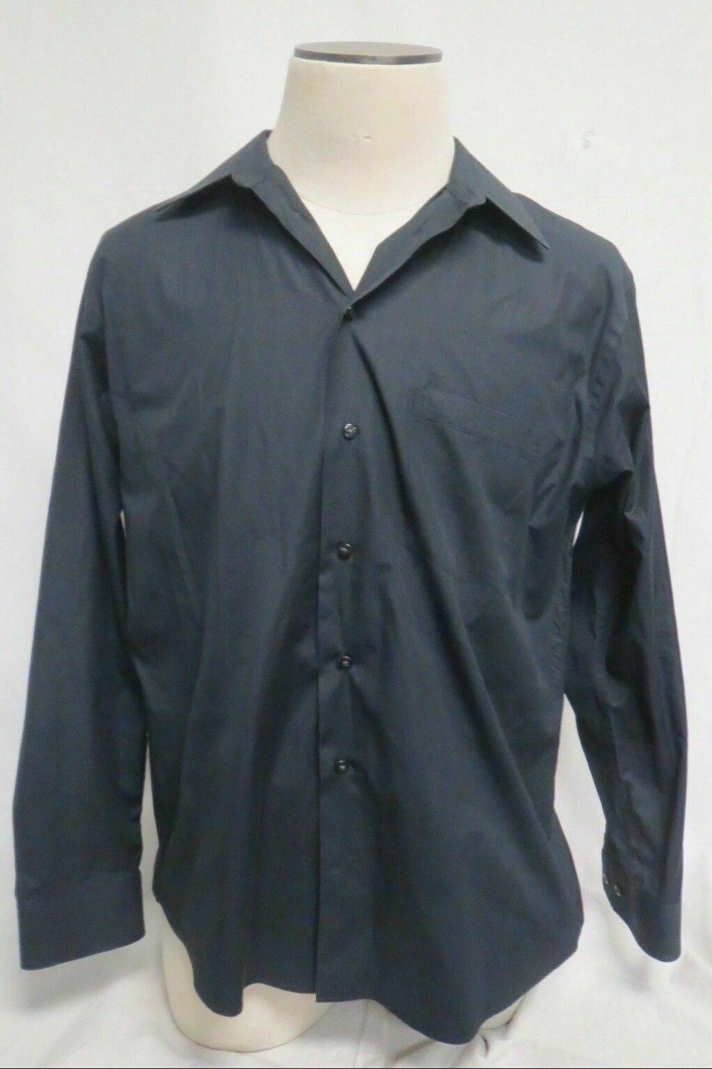 Kenneth Cole Men's Black Button-up Long Sleeve Collared 32/33
