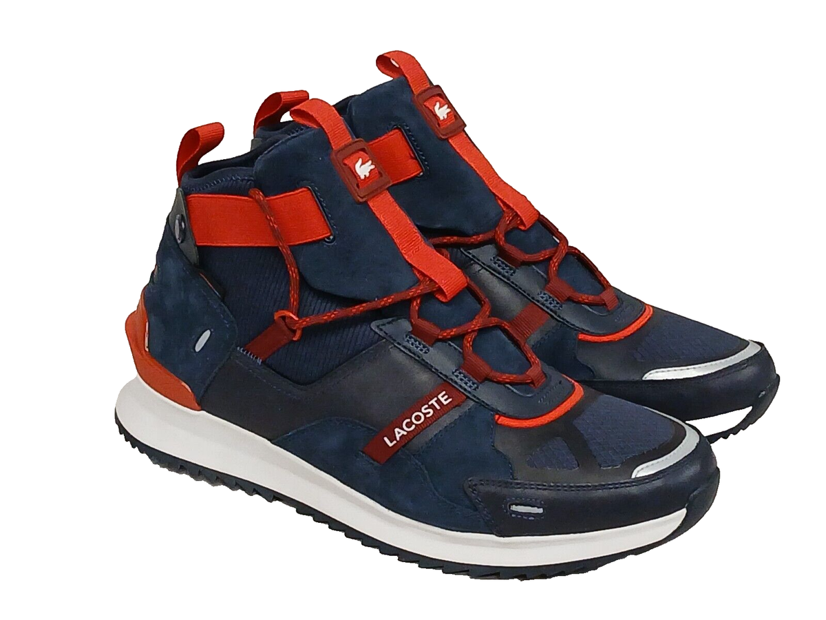 NEW Lacoste Run Breaker 0521 1 SMA Men's Shoes Navy Blue-RED SIZE