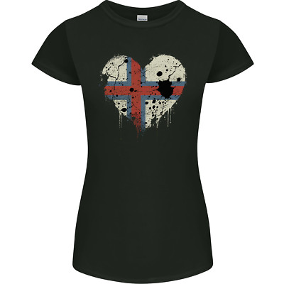Love Flag Faroe Islands Football Womens Petite Cut T-Shirt