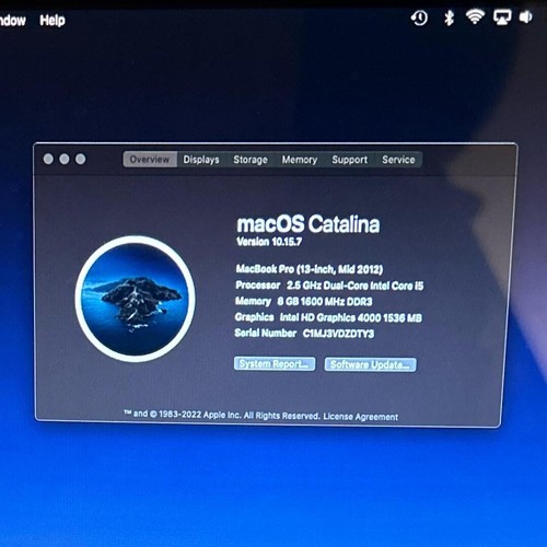 Apple MacBook Pro 2012 13" I5-3210M 2.5GHZ 8GB 512 GB SSD DVDRW WIFI CATALINA - Picture 2 of 3