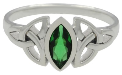 0.925 Sterling Silver Irish Celtic Trinity Knot Triskele Ring Simulated ...