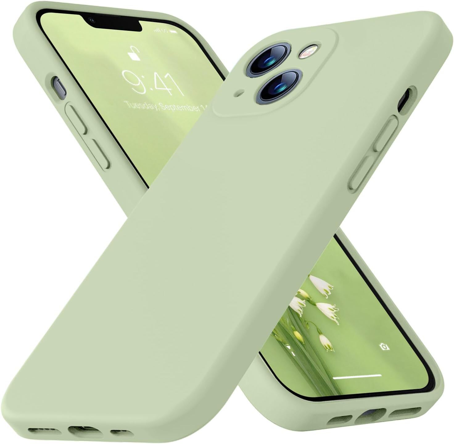 Compatible with iPhone 13 Case 6.1 inch Premium Liquid Silicone [Soft Microfiber